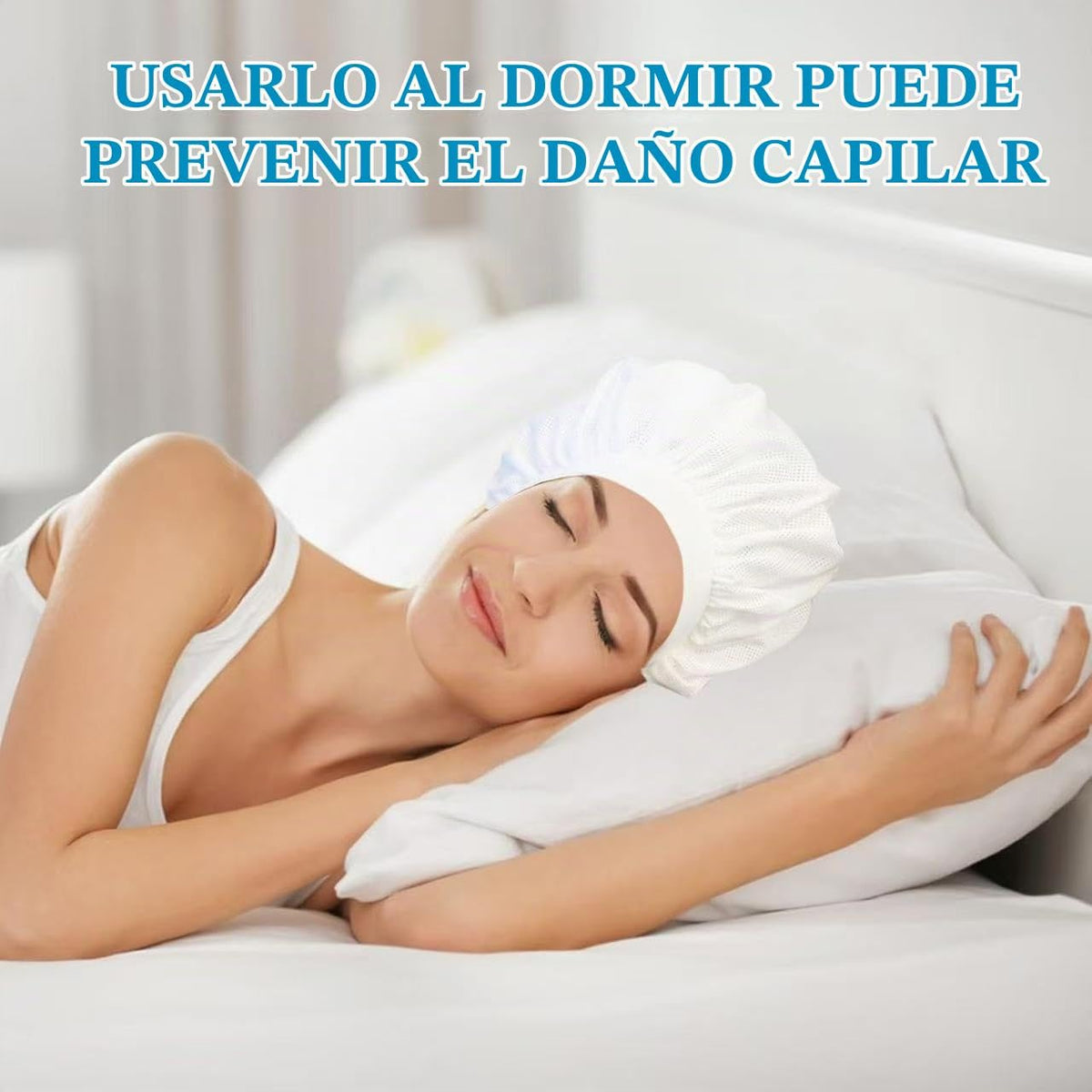 Gorro de red, diseño especial para cabello rizado, reduce el encres...
