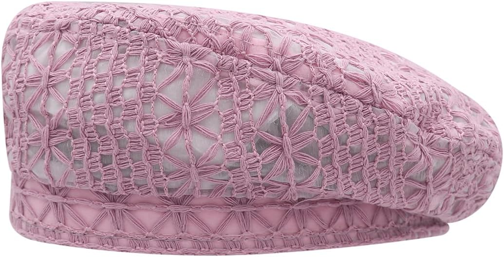 MOSSTYUS Boina ligera de encaje para mujer, diseño floral, transpir...