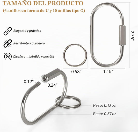 Muitcdo Anillos de Llavero de Latón a Granel, Organizador de Llaver...