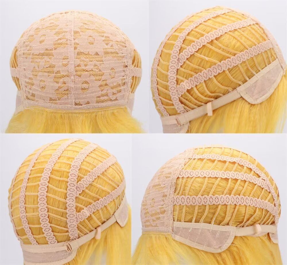 Peluca corta y esponjosa rubia dorada masculina de héroe anime, cos...