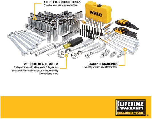 DEWALT Kit de herramientas para mecánico con estuche, juego de llav...