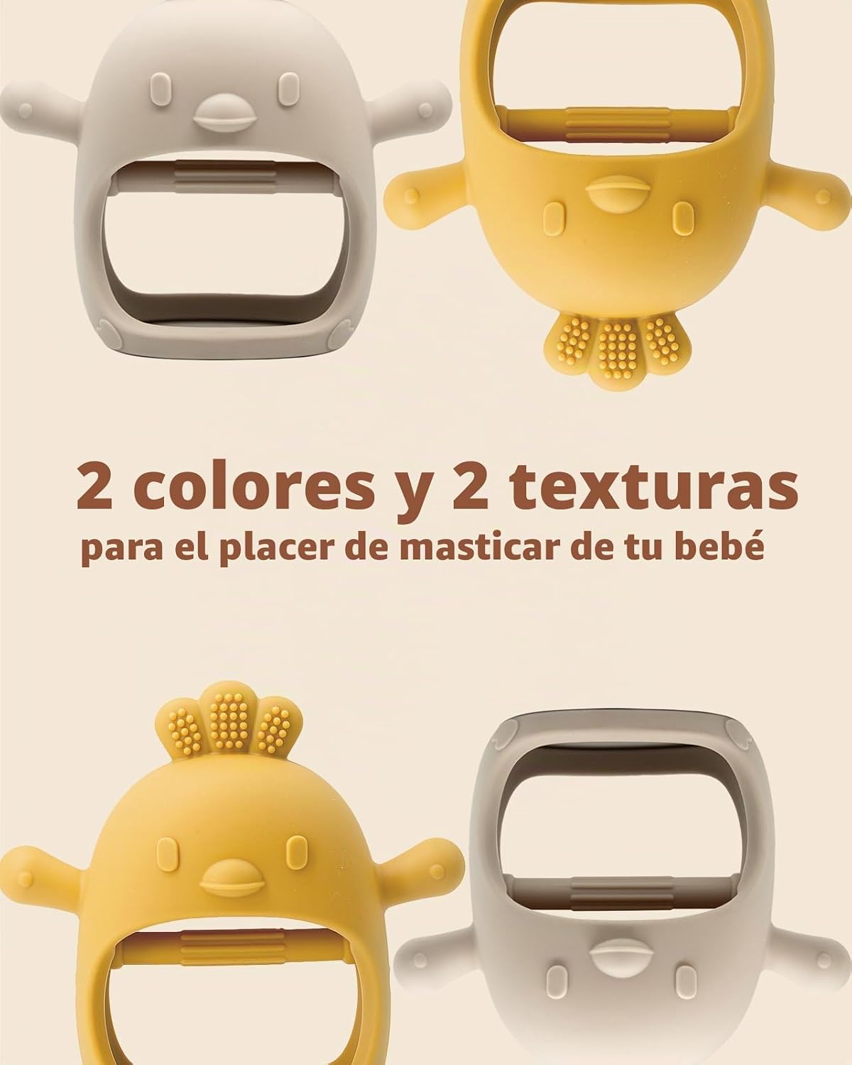 ChooKaChoo Paquete de 2 manoplas de dentición de silicona para bebé...