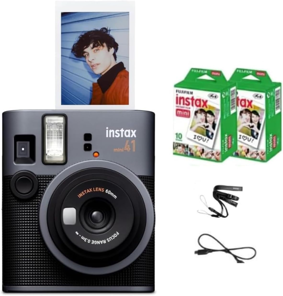 Fujifilm Cámara Instax Mini 41 de película instantánea (cámara + pe...