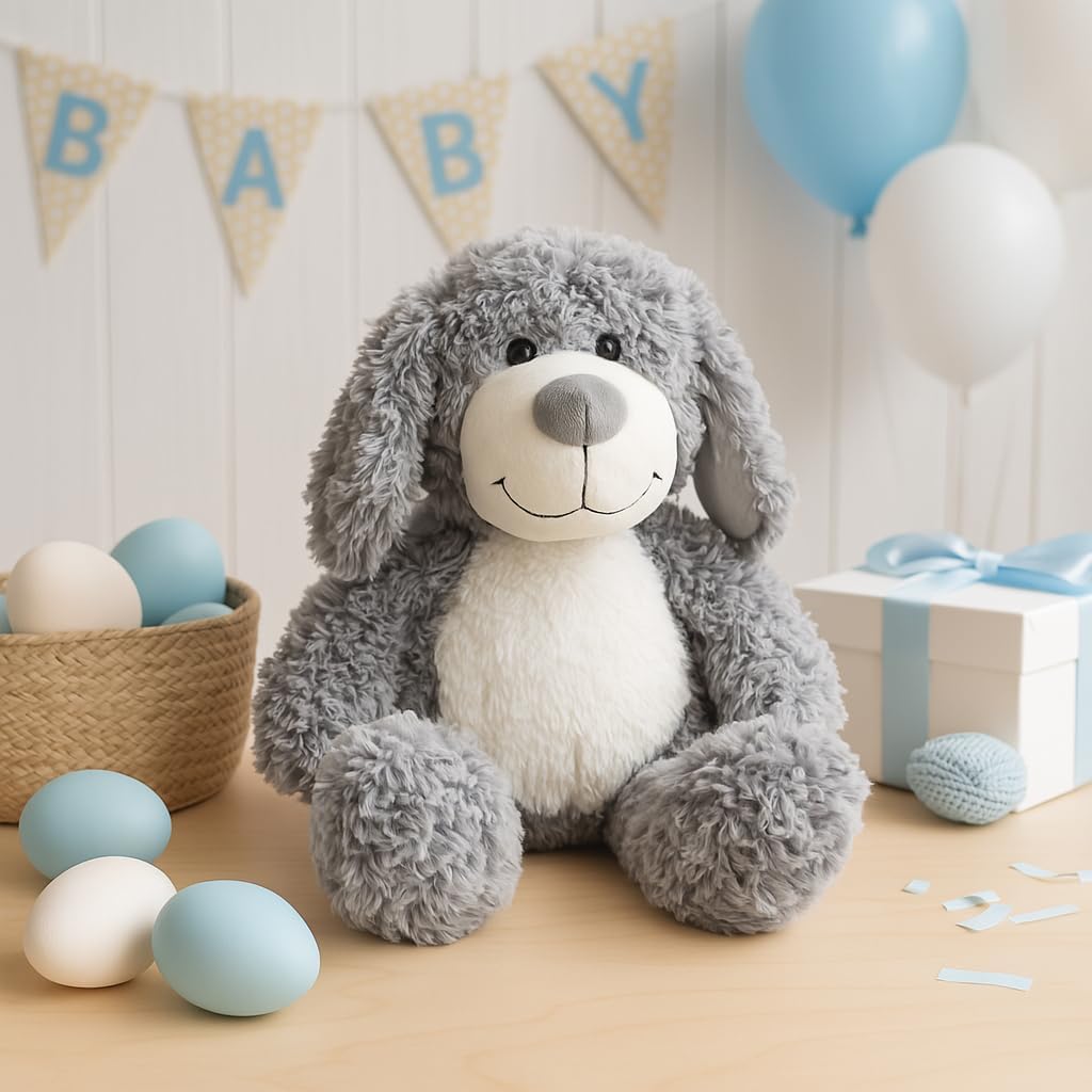 WEIGEDU Peluche de Cachorro Perro Gris Sonriente - Juguetes de Pelu...