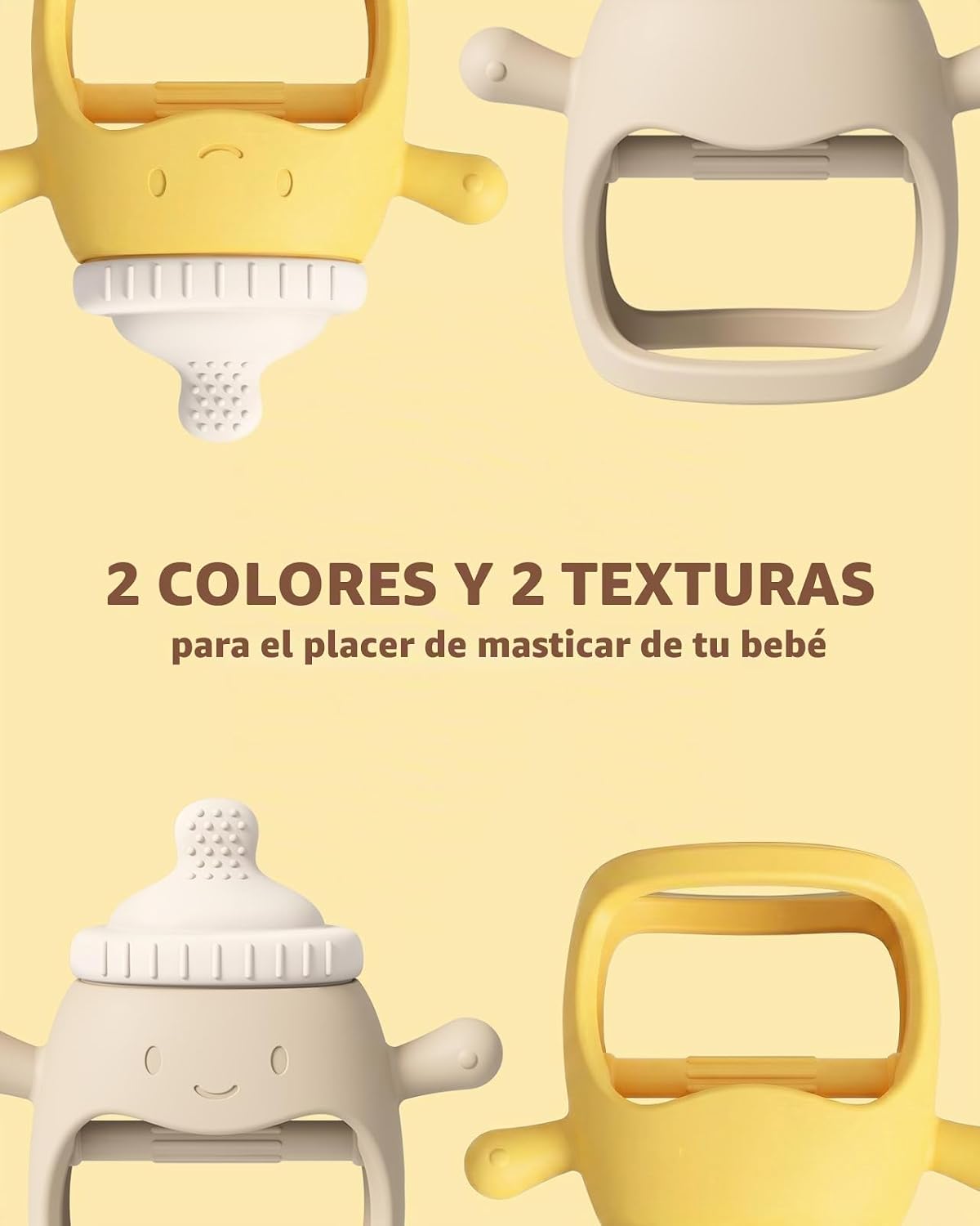Paquete de 2 manoplas de dentición de silicona para bebés de más de...