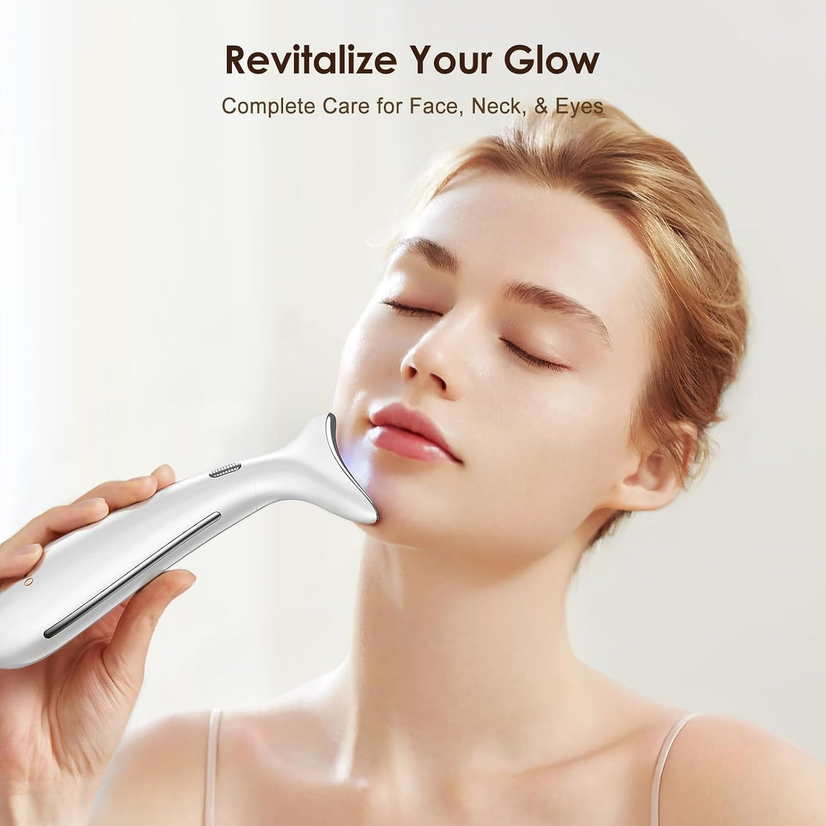 RNAIX Masajeador facial de ojos de doble cabeza con terapia de calo...