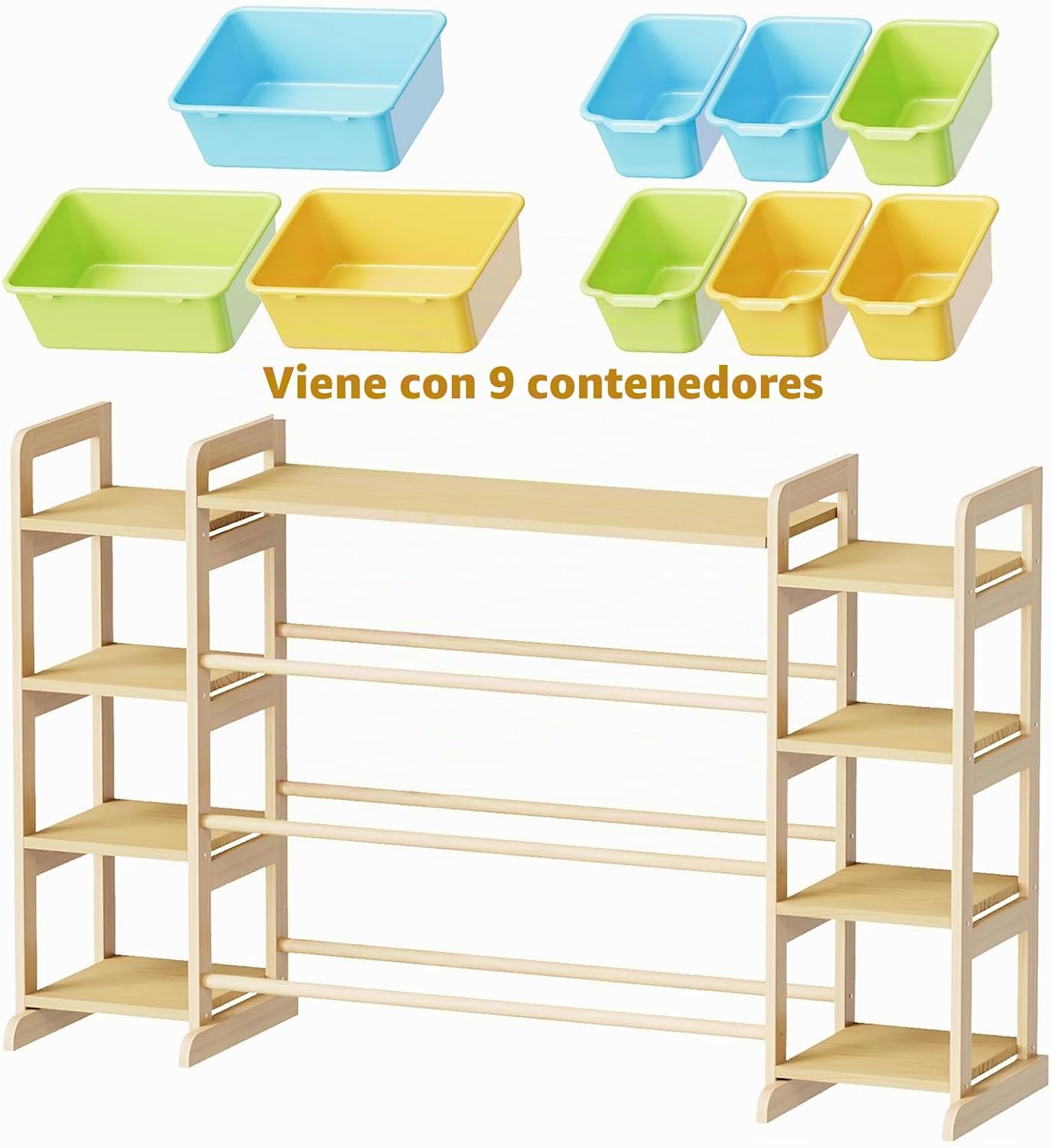 SpaceAid Organizador grande de almacenamiento de juguetes, 9 estant...