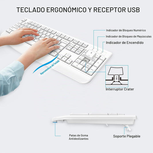 QUASIO Combo de teclado inalámbrico y ratón, compatible con Windows...