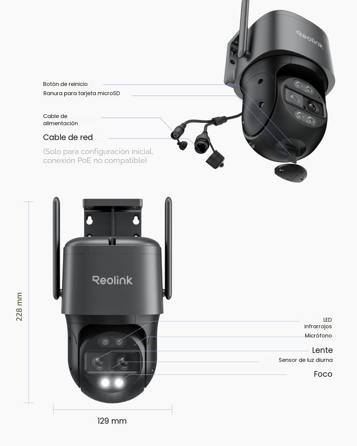 REOLINK 4K Cámara con cable WiFi para exterior, Cámara de seguridad...