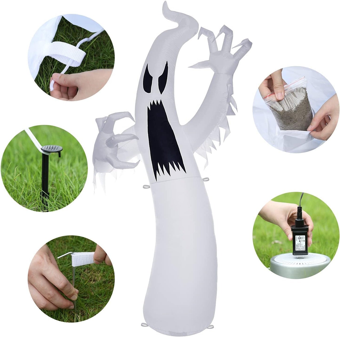 Sizonjoy Fantasma inflable gigante de Halloween de 12 pies, decorac...