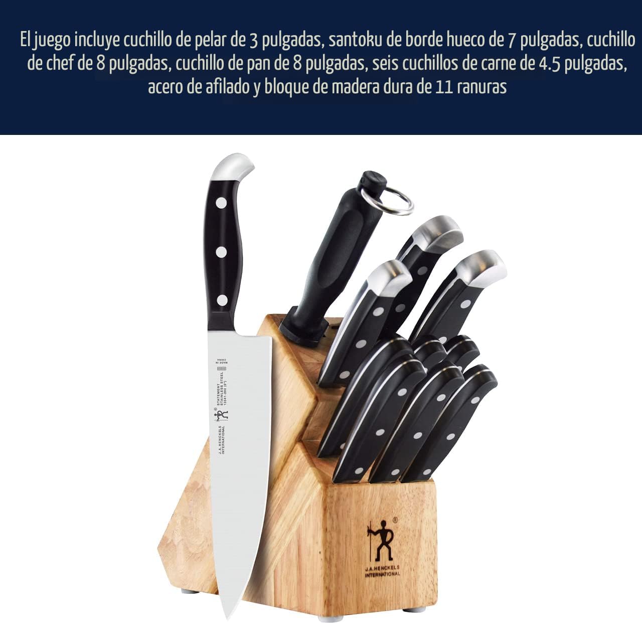 Henckels Statement - Juego de bloques de cuchillos de 12 piezas, af...