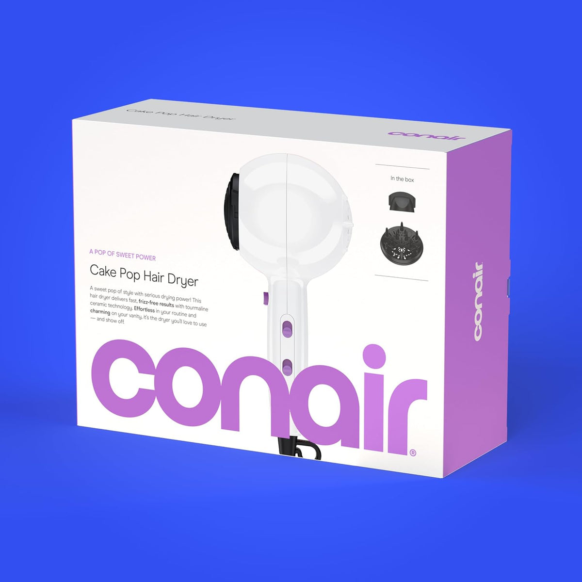 Conair Cake Pop - Secador de pelo con accesorios difusores y concen...