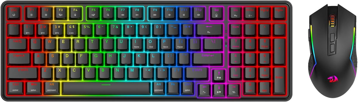 Redragon Combo de teclado y mouse para juegos S162 de 3 modos Wilre...