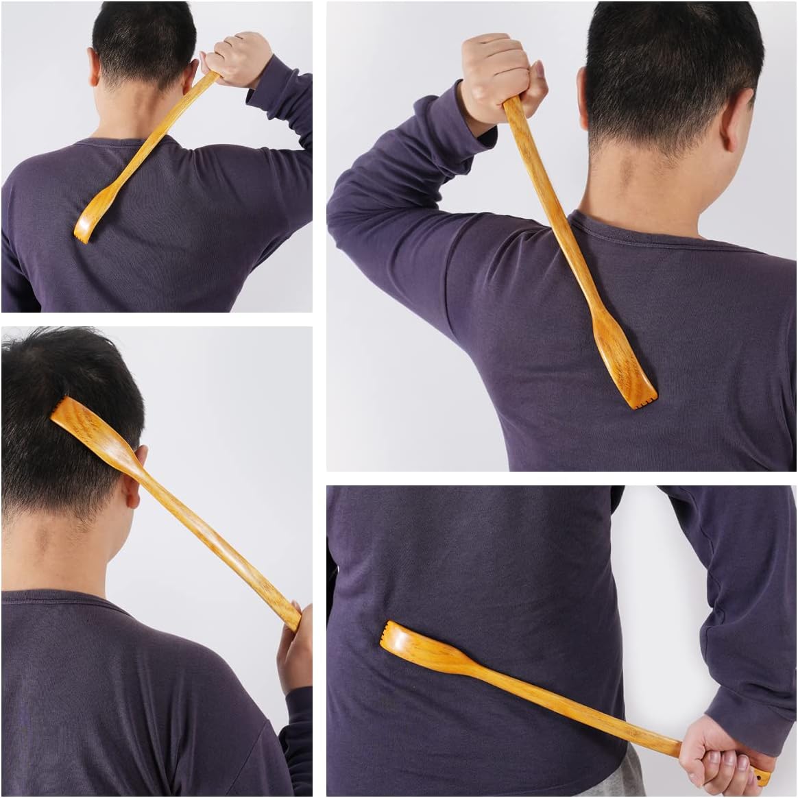 ITCHY-BAN Rascador de espalda de madera de gran tamaño: mango curva...