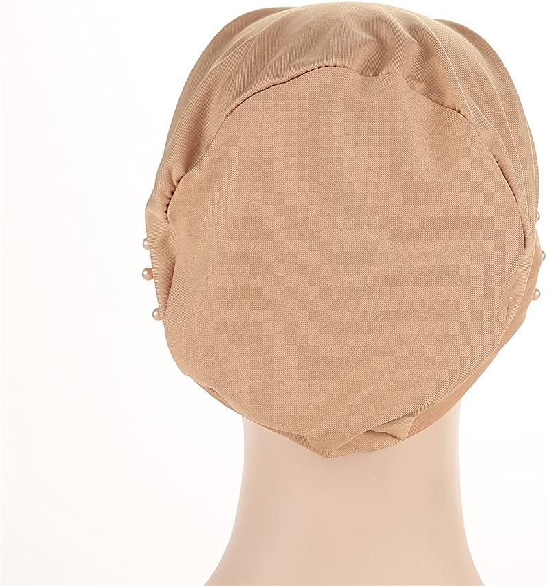 Fxhixiy Gorro sedoso con cuentas para mujer, turbante preatado para...