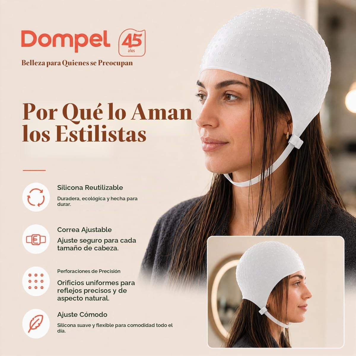 Gorro de silicona para resaltar el cabello Dompel | Gorro de silico...