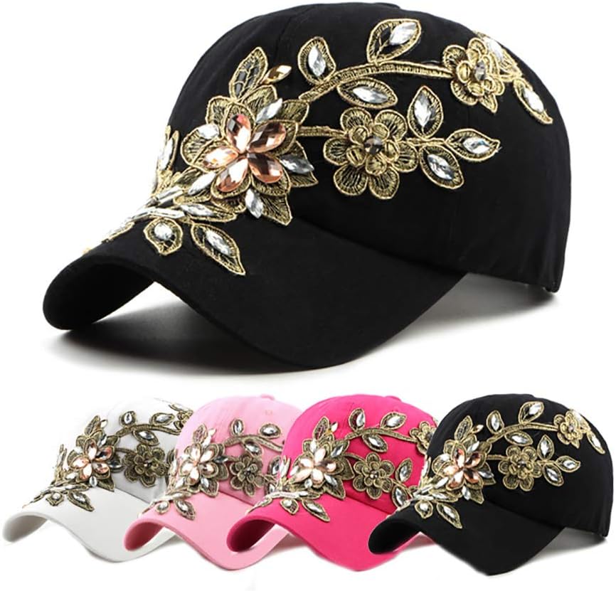 Gudessly Bling - Gorra de béisbol para mujer, diseño de flores, con...