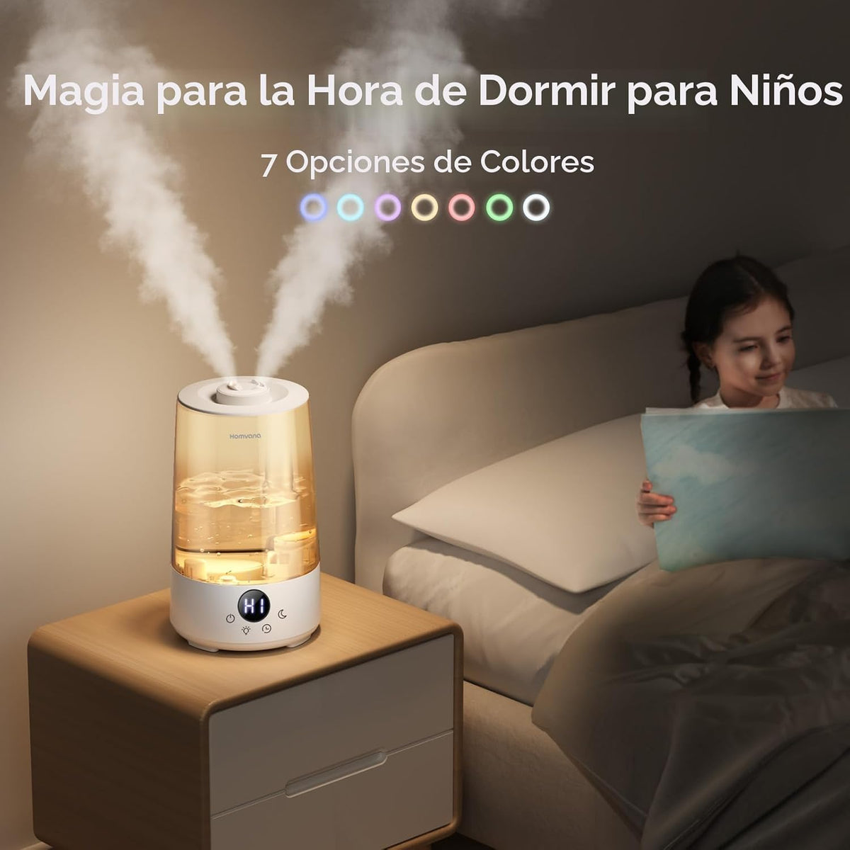 Homvana Humidificadores para dormitorio y hogar, 3.6 L de llenado s...
