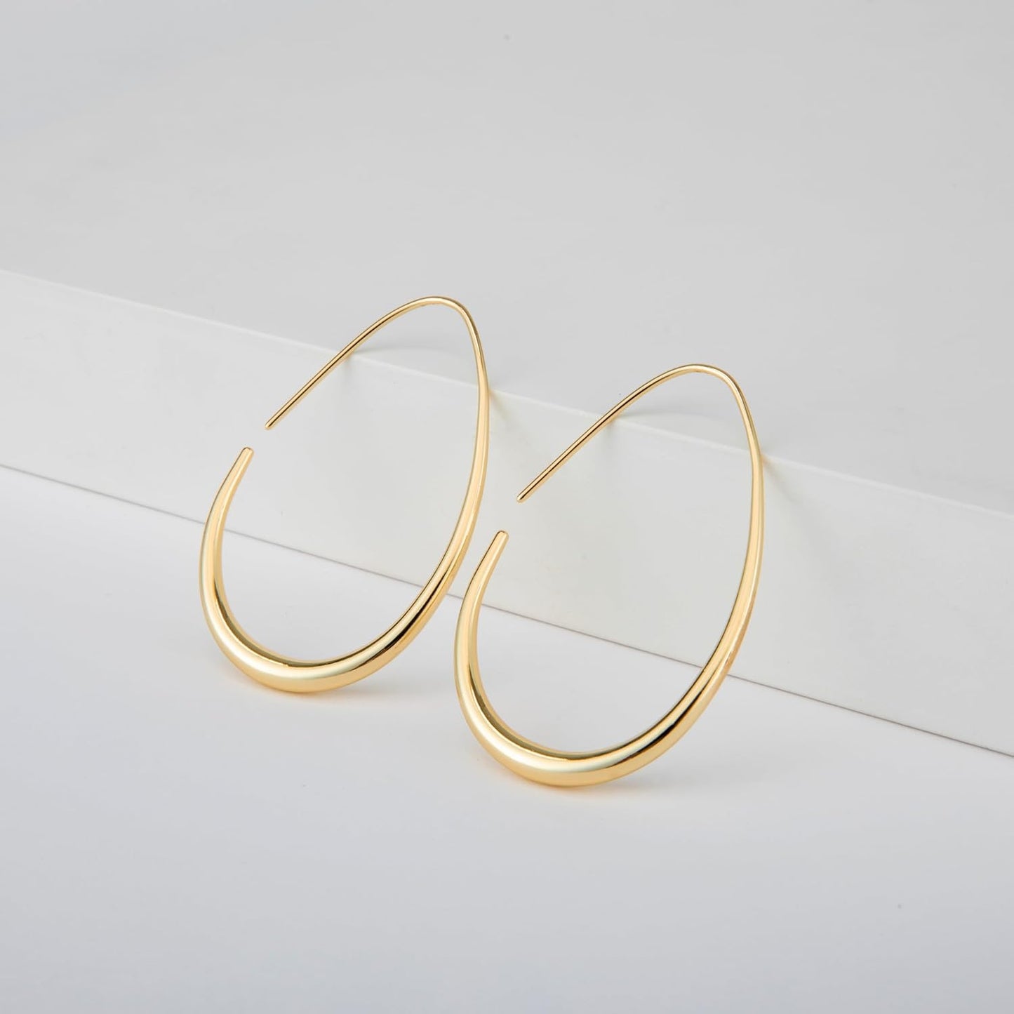 Aretes de aro ligeros con forma de lágrima para mujer, chapados en...