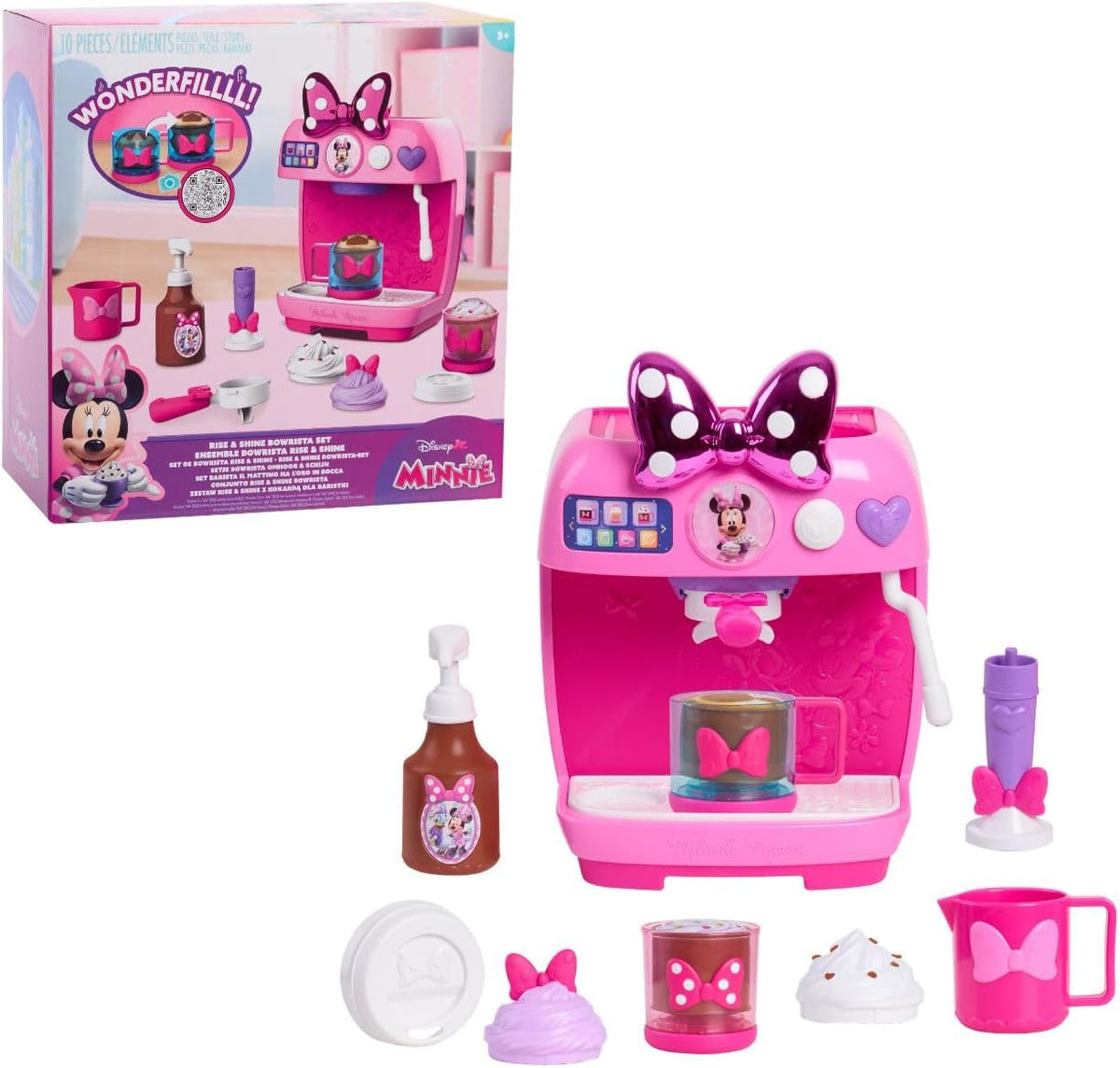 Disney Jr. Minnie Mouse Rise & Shine Bowrista Set, Máquina de J...