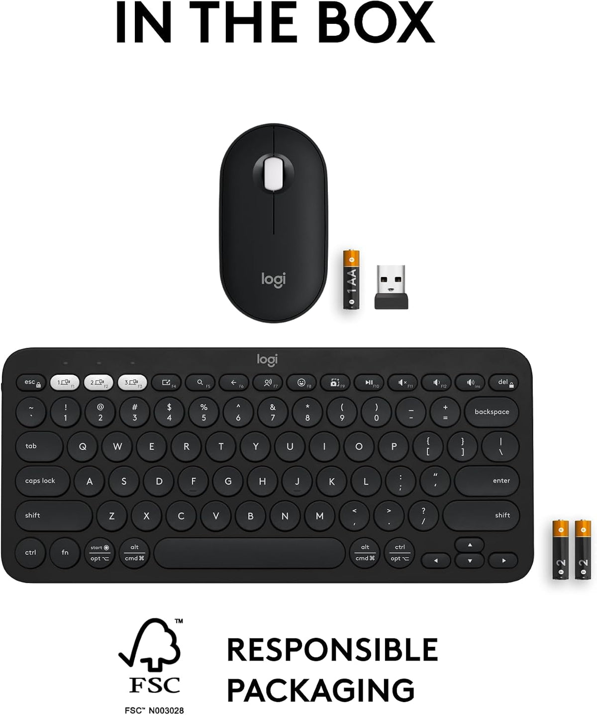 Logitech Pebble 2 Combo de teclado y mouse inalámbricos silenciosos...