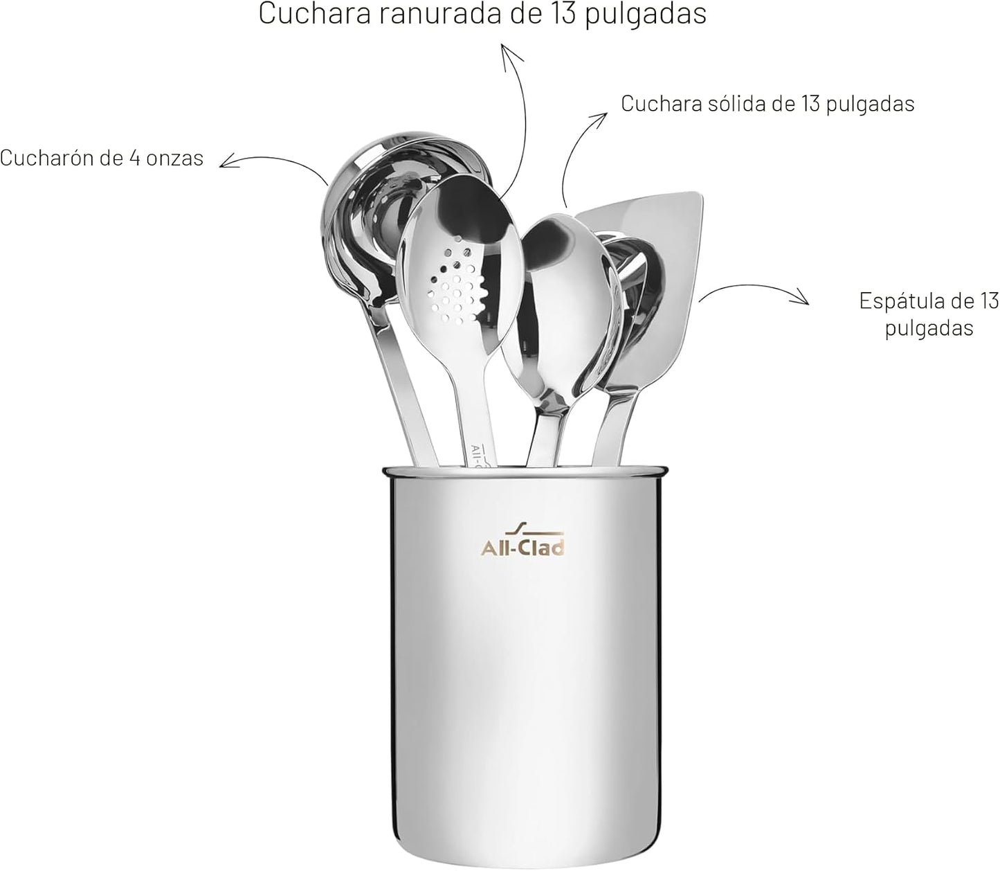 Juego de utensilios de cocina de acero inoxidable de 5 piezas All-C...