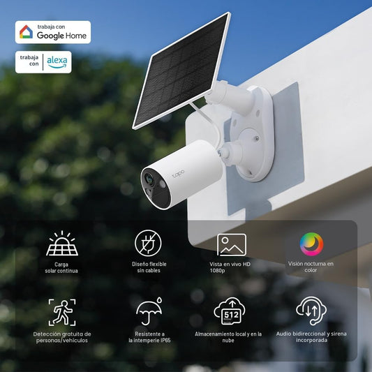 Tapo SolarCam - Cámara de seguridad inalámbrica de 1080p para exter...