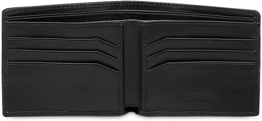 Cuadra Billetera de cuero de rayas negras para hombre con tira de c...