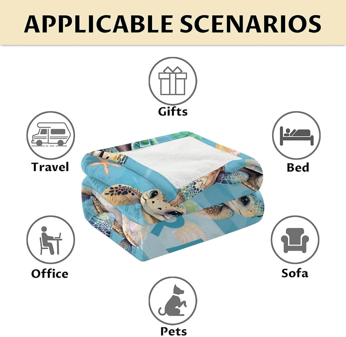 Manta de Tortuga Marina Personalizada con Nombre - Suave, Mullida y...