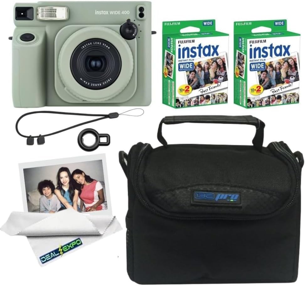 FUJIFILM Cámara de película instantánea Instax Wide 400 (verde + pe...