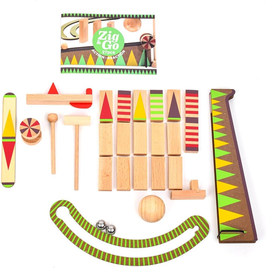 DJECO Zig & Go - Juego de construcción de carreras de dominó de...