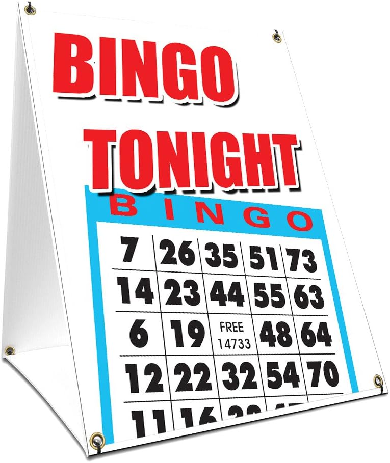 Letrero de bingo con marco A con gráficos en cada lado | Tamaño de...
