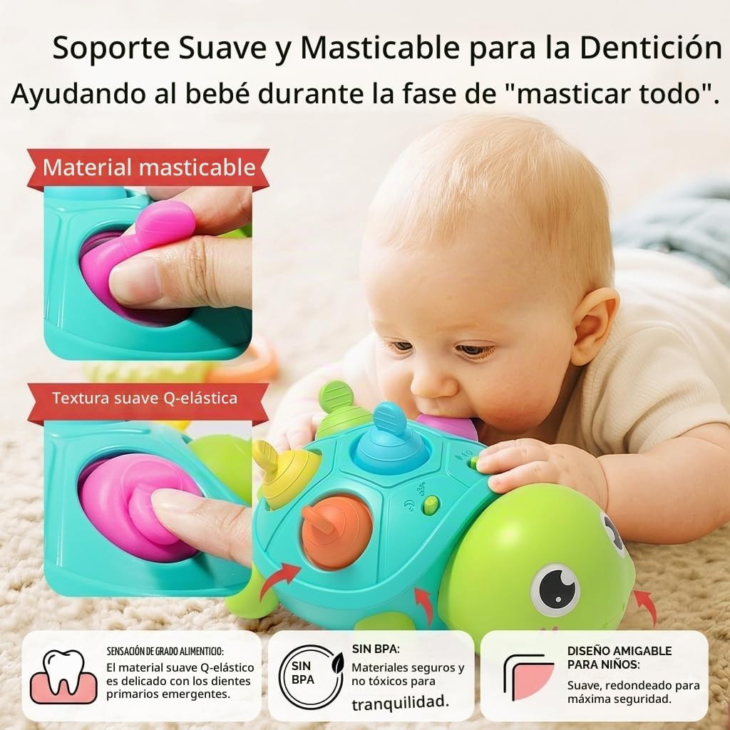 SOSUSHOE Juguete musical 3 en 1 de tortuga para bebé, juguete para...
