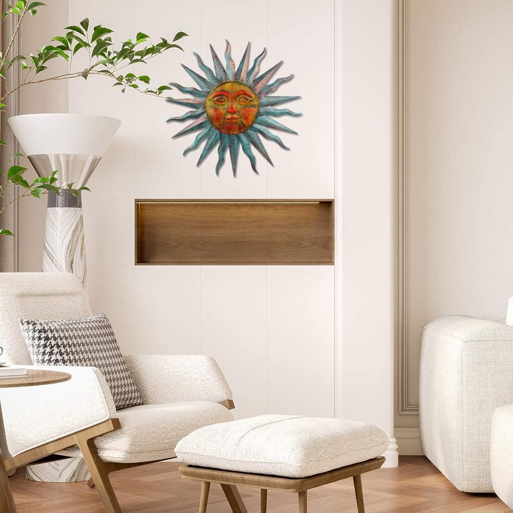 VEWOGARDEN Decoración de pared exterior con diseño de sol, 28 pulga...