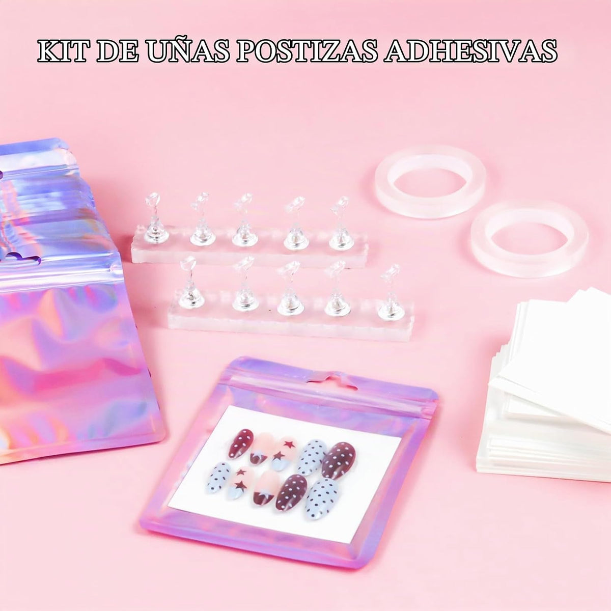 ESUOHYM 50 bolsas de embalaje de uñas con soporte de uñas para uñas...