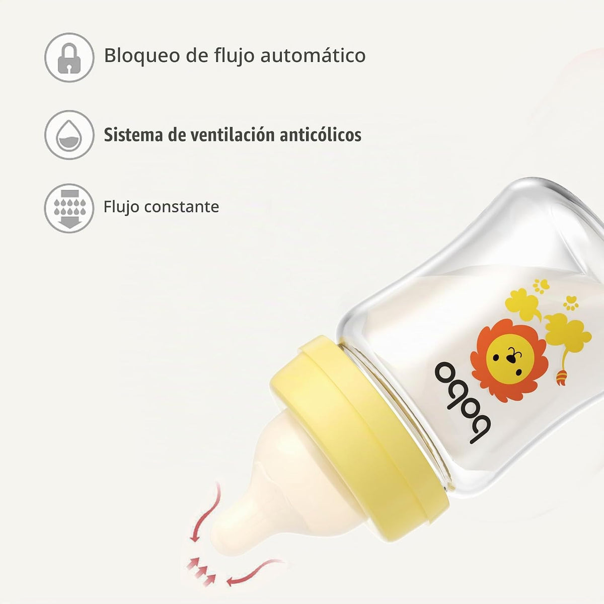 YOHKOH Biberones de vidrio para bebé con tetina de flujo lento, bib...