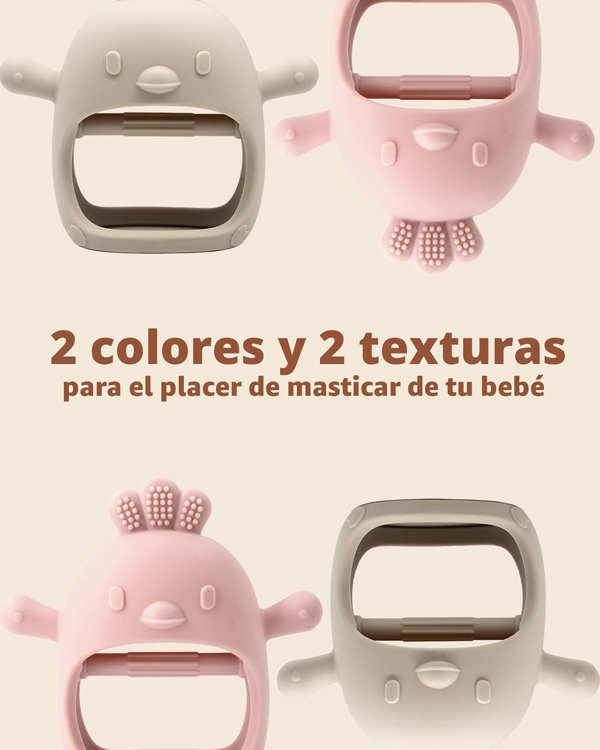 ChooKaChoo Paquete de 2 manoplas de dentición de silicona para bebé...
