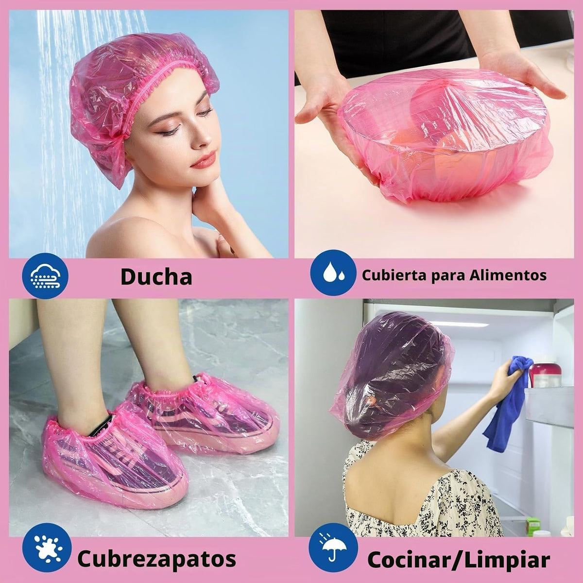 LEOBRO Gorros de ducha desechables, 100 unidades, gorro de ducha gr...