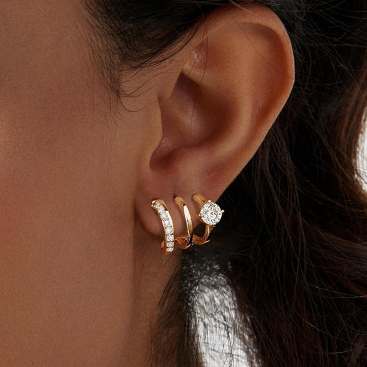 HAXIYA - Aretes de aro chapados en oro de 14 quilates para mujer, a...
