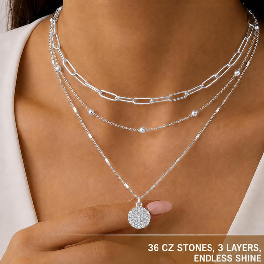 VYTOSA Collares en capas para mujer, juego de collar de oro platead...
