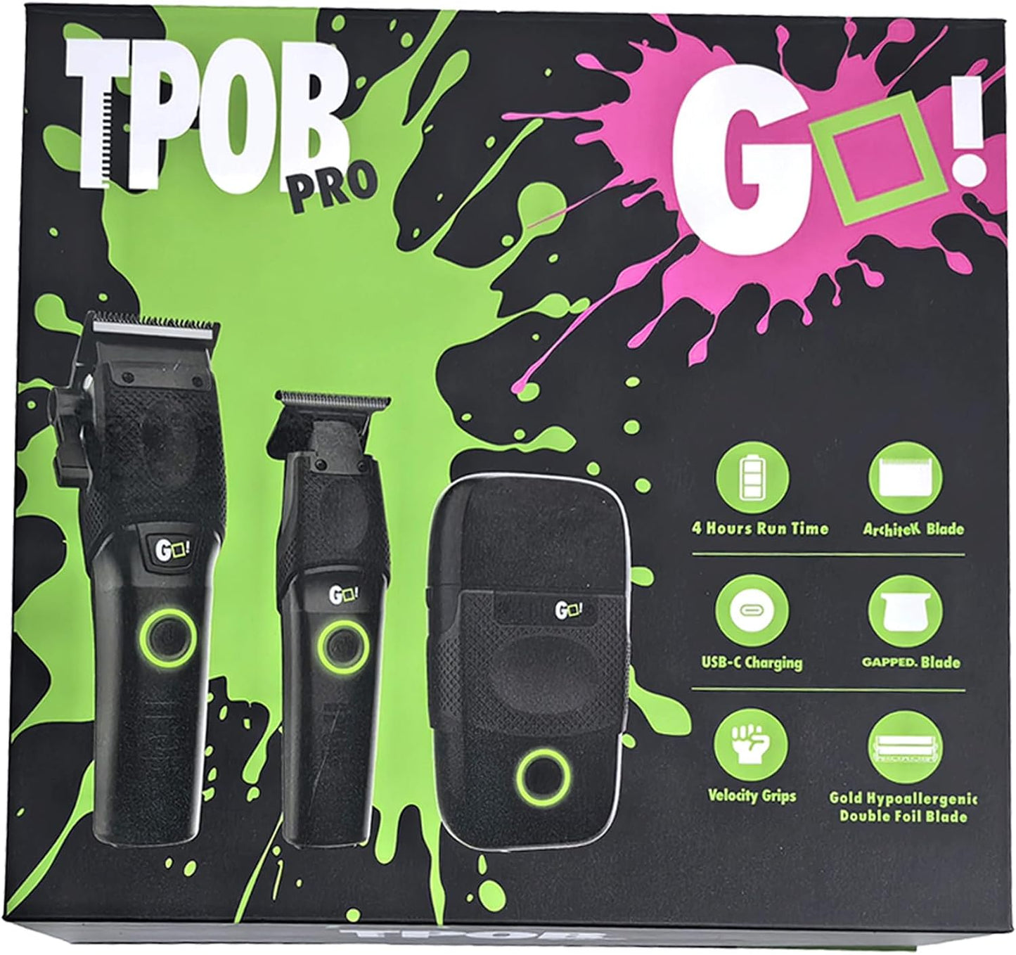 TPOB Juego de cortapelos profesionales Go Blackout Edition con reco...