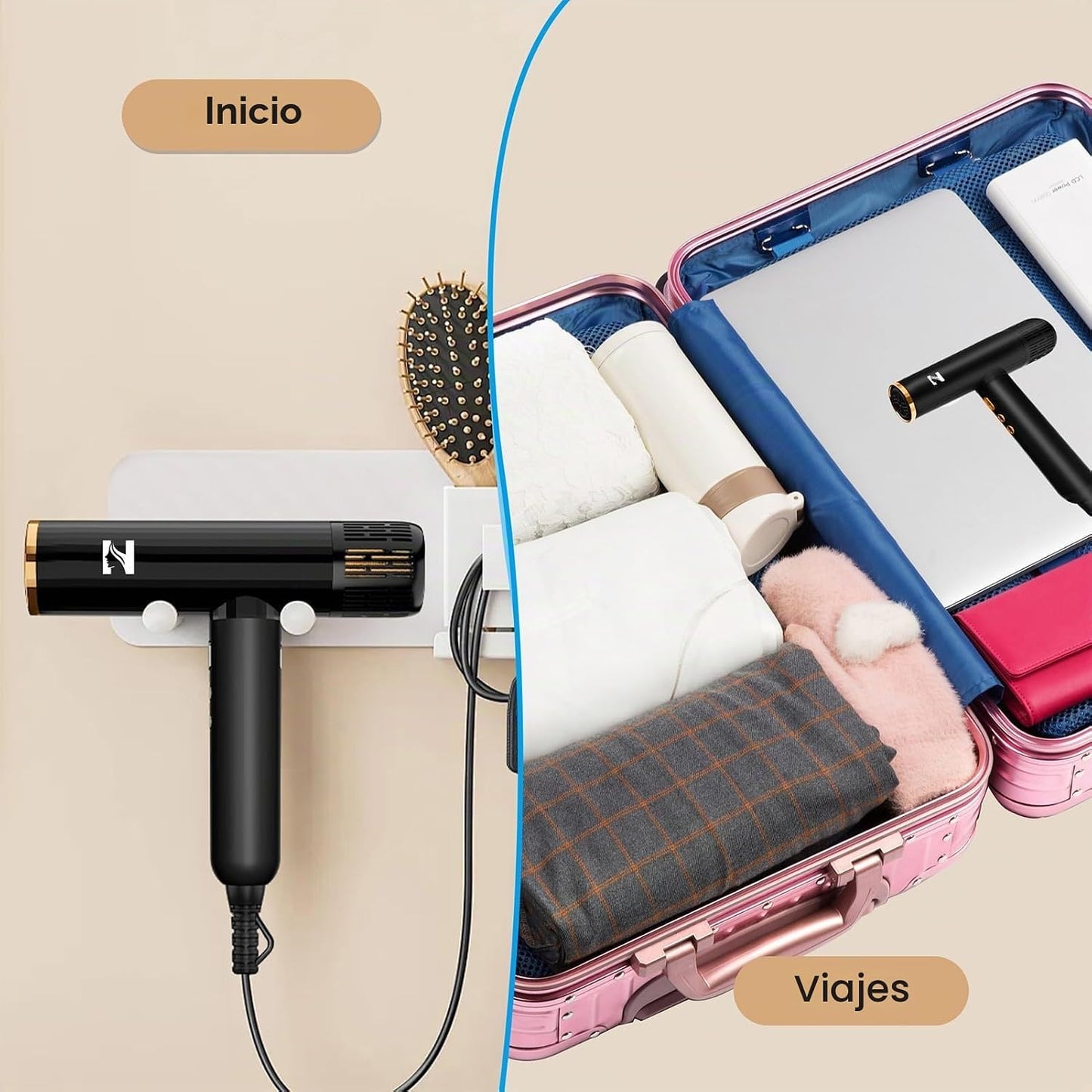 Nicebay Secador de pelo iónico con difusor para cabello rizado, mot...