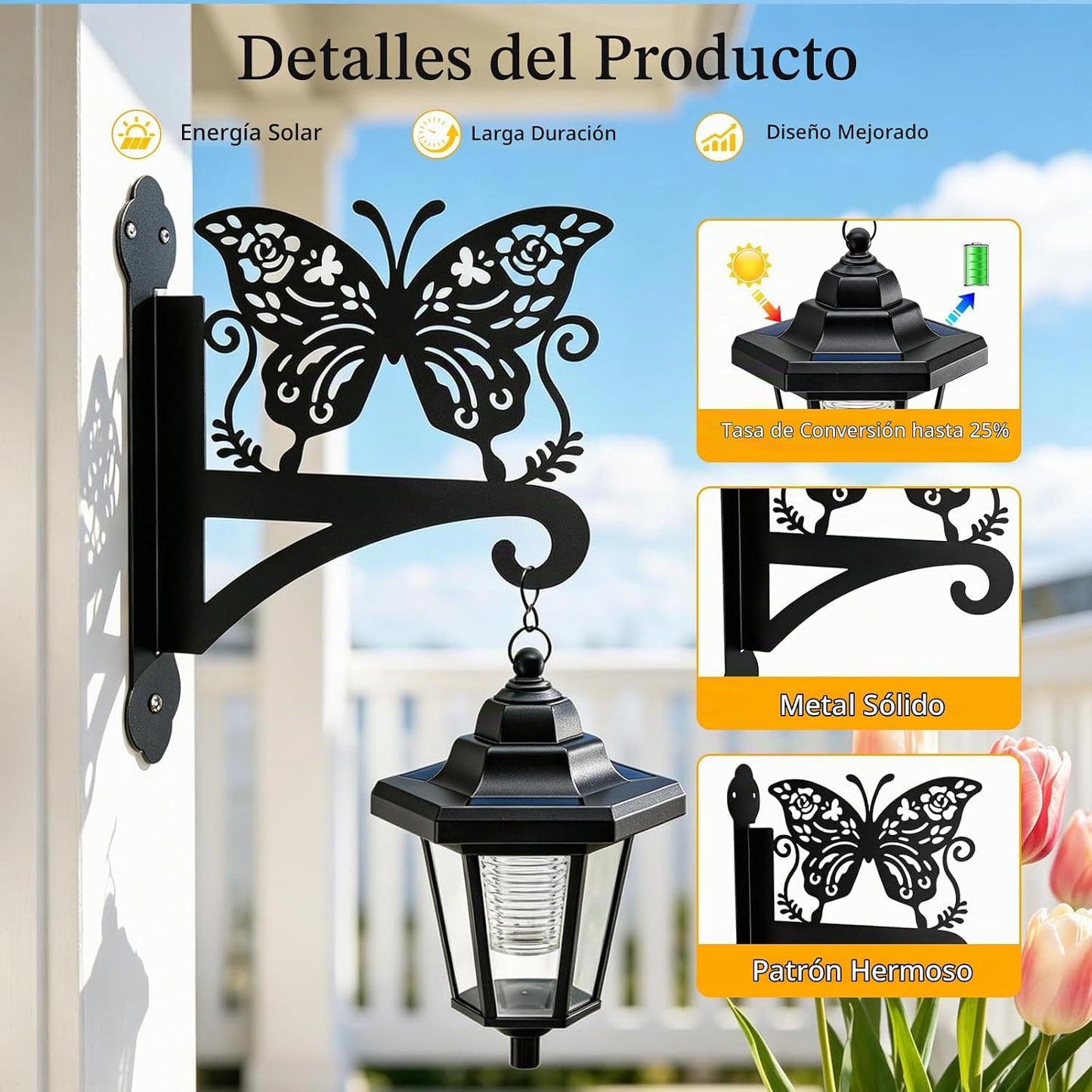VOOKRY Faroles solares de pared para exteriores, impermeables, paqu...