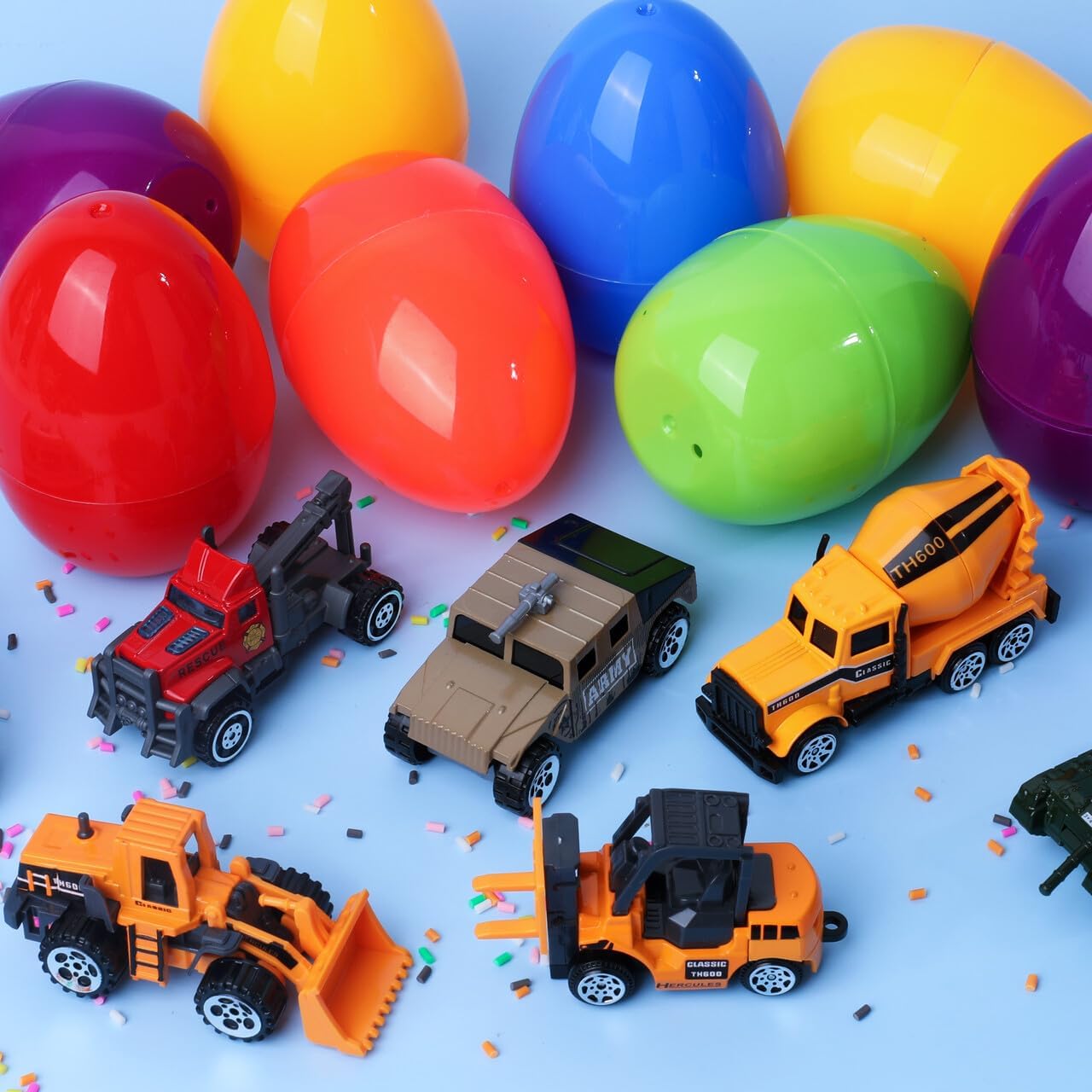 JOYIN Huevos de Pascua gigantes rellenos de vehículos fundidos a pr...
