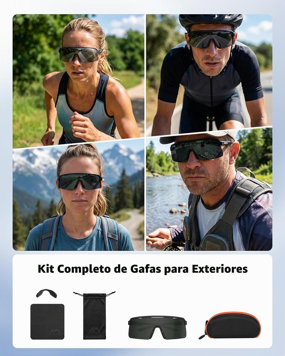 MoKo Gafas de sol polarizadas para correr para hombres y mujeres, u...