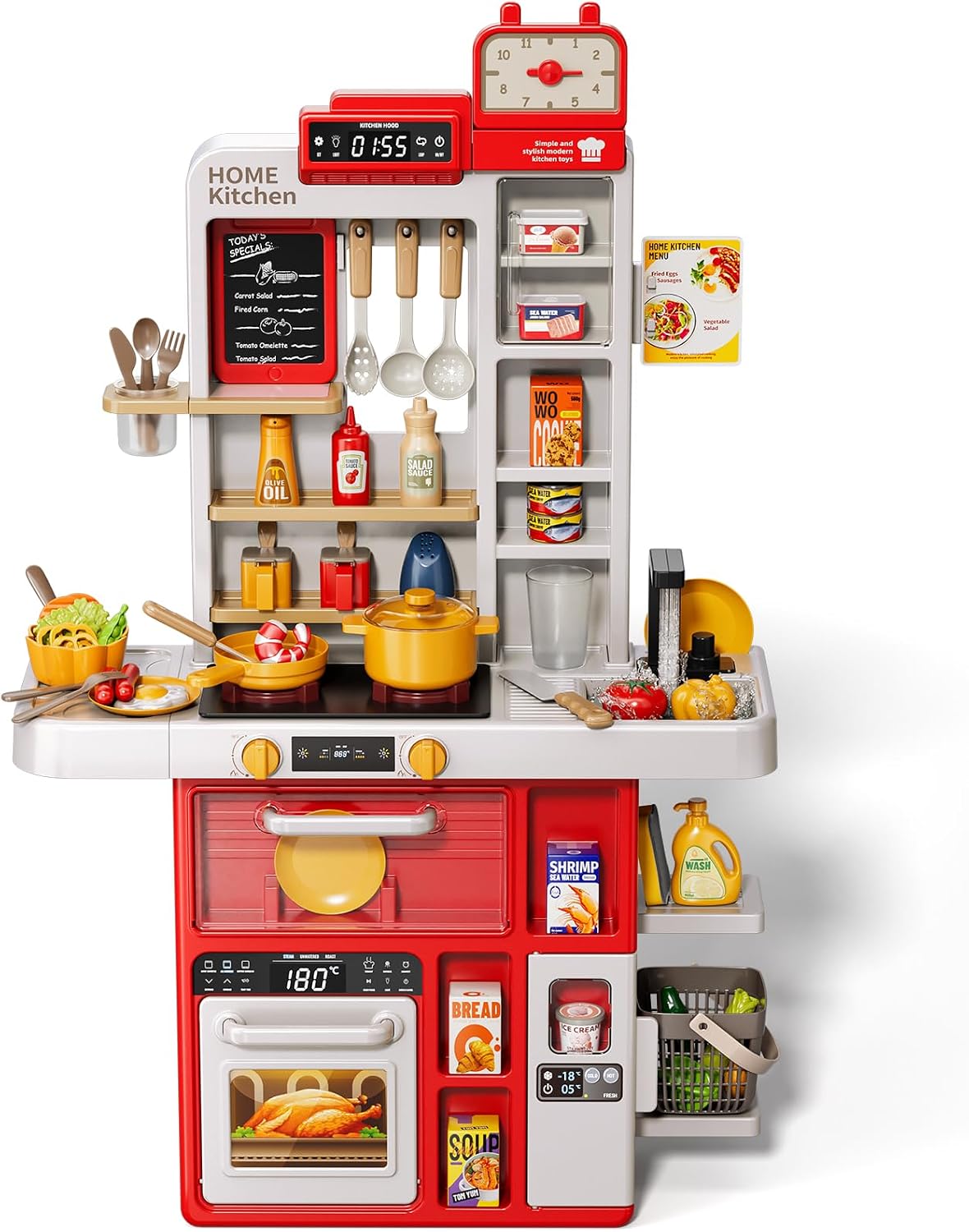 KIZONLY Juego de cocina para niños, juego de cocina de 88 piezas pa...