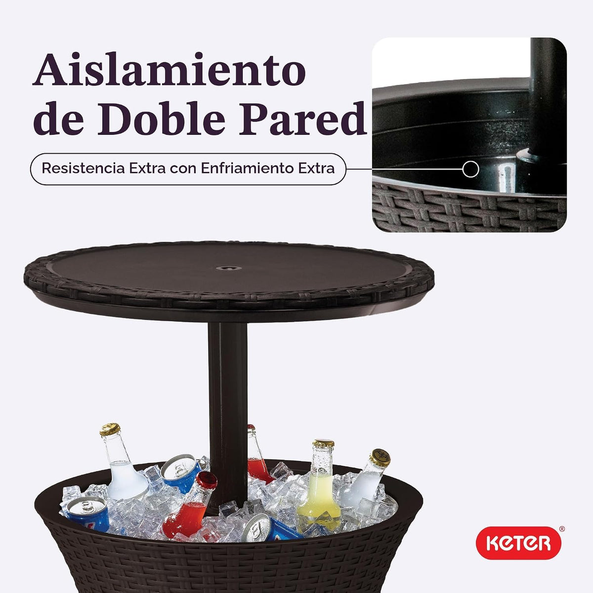 Hielera de ratán Keter Pacific Cool Bar, marrón, (Harvest Brown)