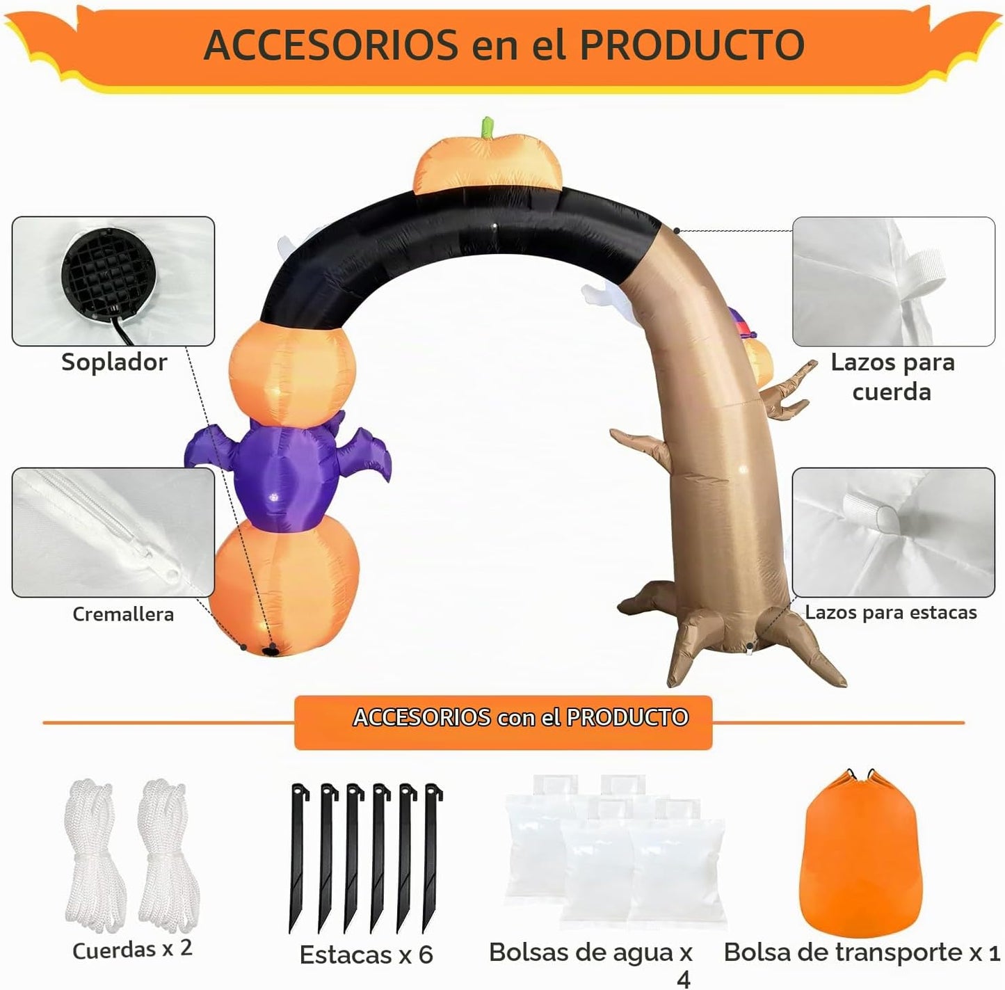 DomKom - Decoración inflable de Halloween de 10 pies de largo y 8 p...