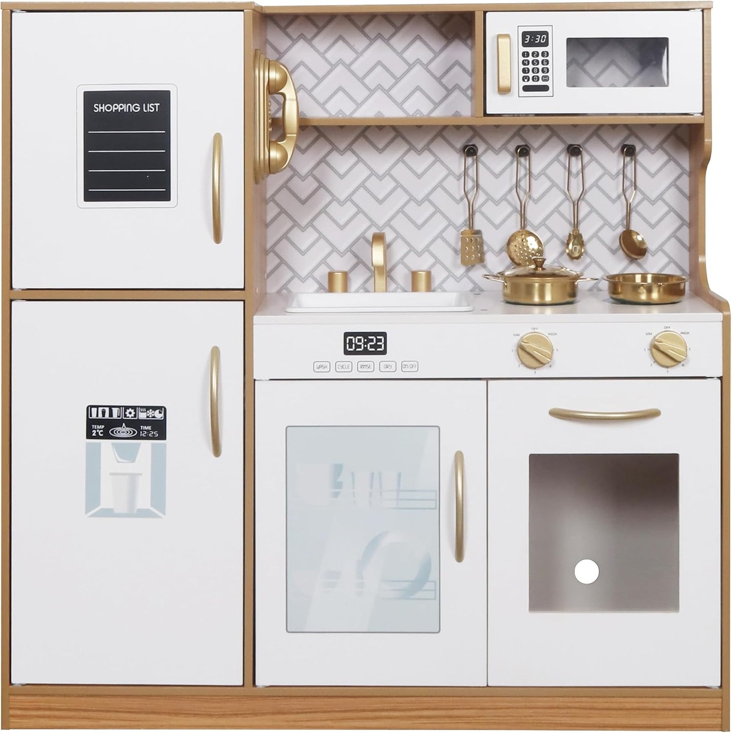 Conjunto de Juguete de Cocina de Madera con Luz, Juego de Cocina de...