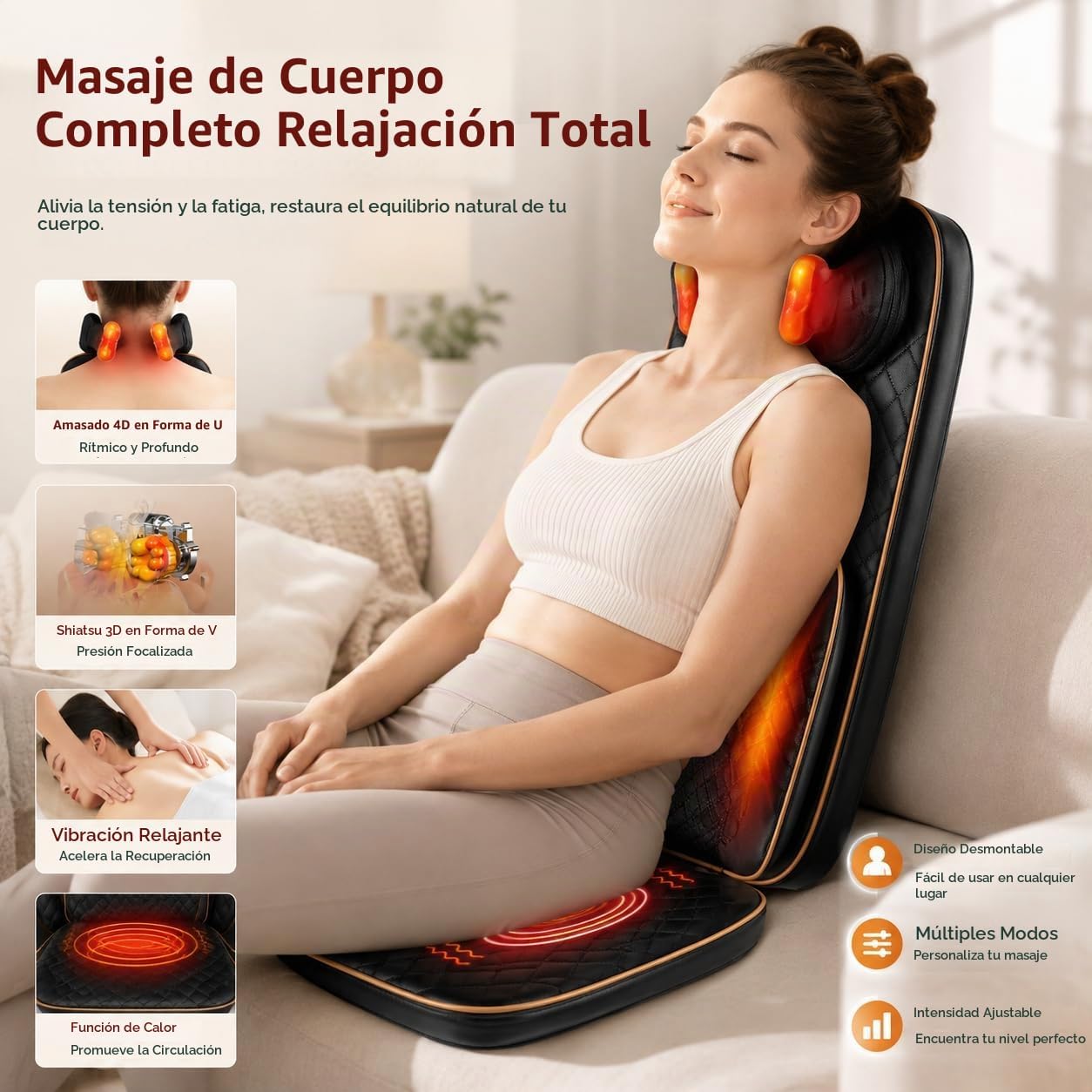 Nsyfe Shiatsu - Masajeador de cuello y espalda con calor, almohadil...